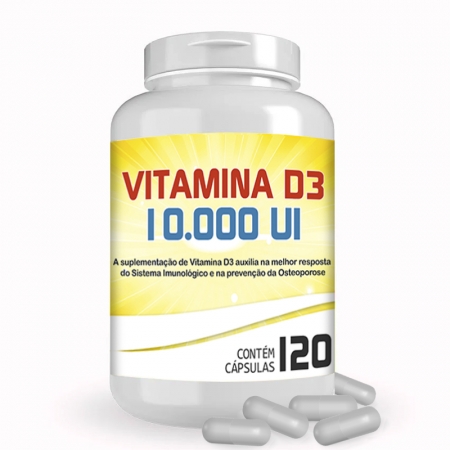 Vitamina D3 10.000 Ui com 120 Capsulas