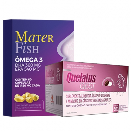 Vitamina para Gestantes Mater Fish + Quelatus Gest C/ 60Comp