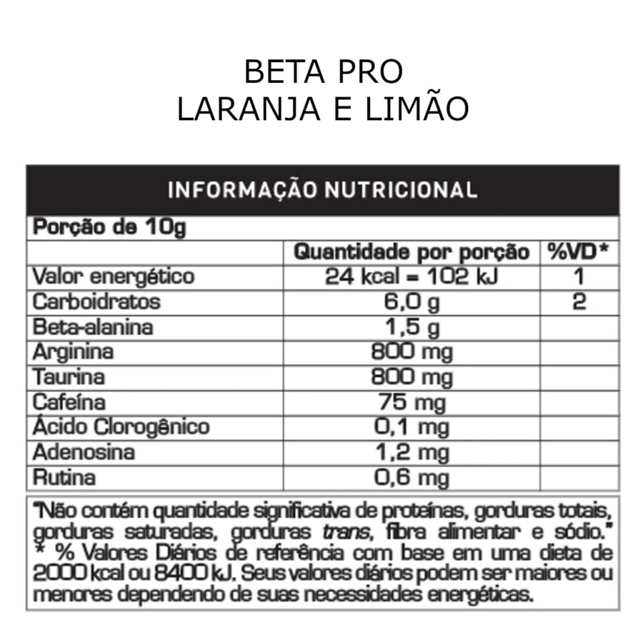 Beta Alanina Pro 200g Sabor Laranja e Limão Probiótica