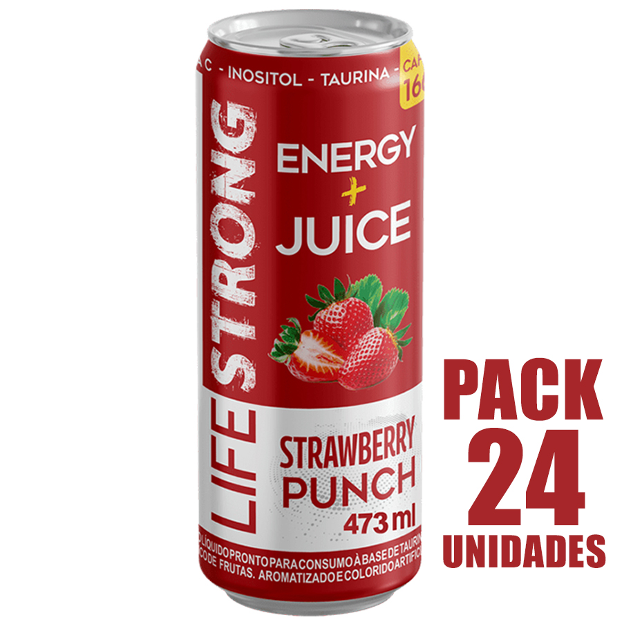 Energético Life Strong Energy Drink 24 unidades Strawberry