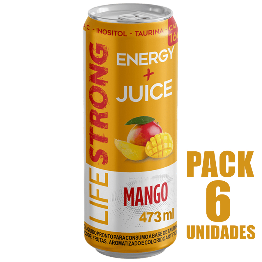 Energético Life Strong Energy Drink Latão 6 unidades Mango