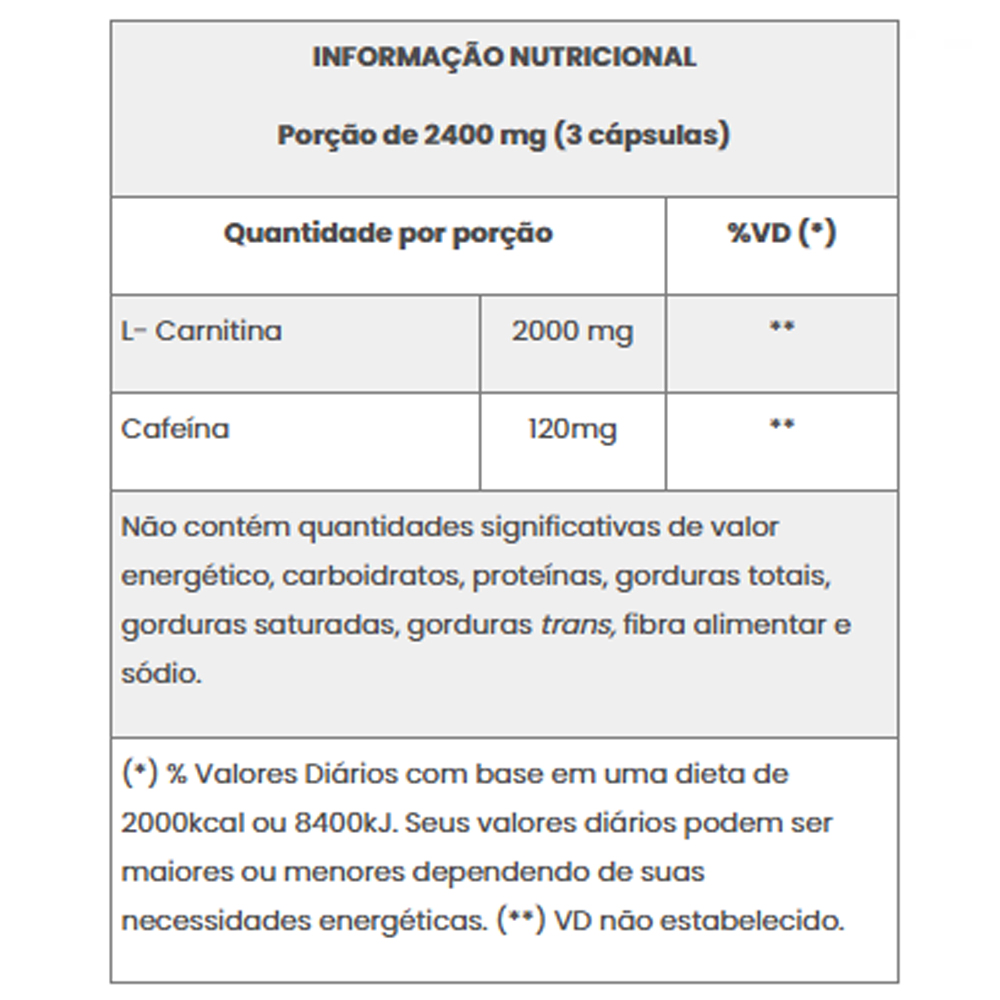 L-Carnitina Black 2g Cafeína 120mg 90 cápsulas Bodyaction