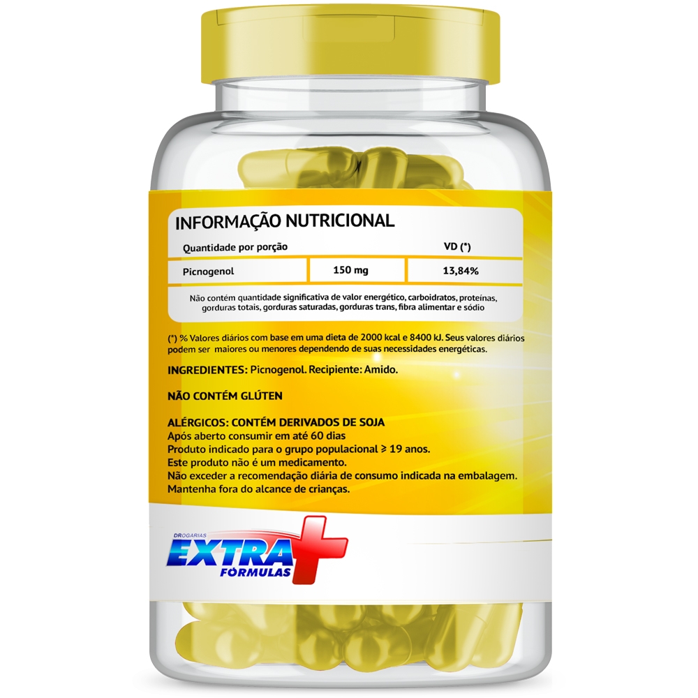 Picnogenol 150mg com 60 cápsulas Elasticidade da Pele