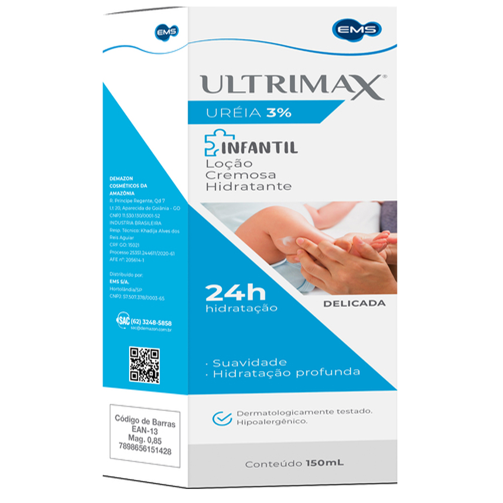 Ultrimax Uréia 3% Loção Cremosa Hidratante Infantil 150mL