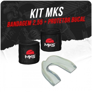 Bandagem Fita Protetora Elástica MKS 2,55m (1 Par) + Bucal Simples com estojo