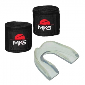 Bandagem Fita Protetora Elástica MKS 2,55m (1 Par) + Bucal Simples com estojo