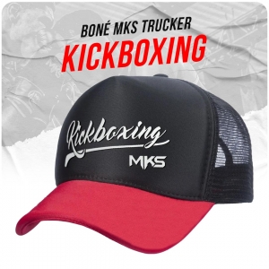 Boné MKS Trucker Kickboxing em Poliéster Aba Curva Preto/Vermelho