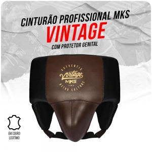 Cinturão Profissional Coquilha MKS Vintage com Protetor Genital em couro
