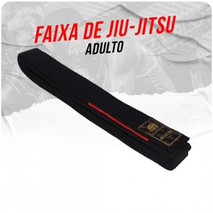 Faixa de Jiu-Jitsu MKS GOLD Adulto Preta com Ponta Vermelha
