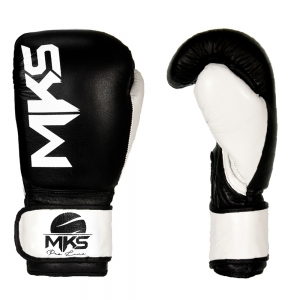 Luva de Boxe MKS Combat Rustic Black White Couro