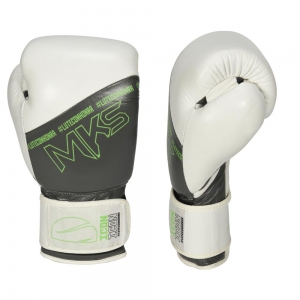 Luva de Boxe Profissional Couro MKS Icon Branco/Cinza