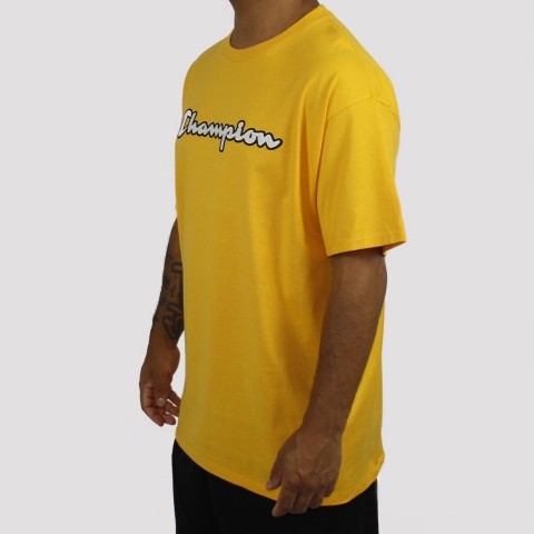 Camiseta Champion Logo Script Classic - Amarelo