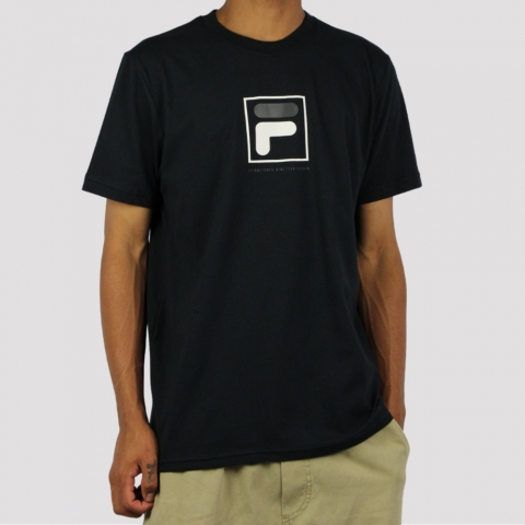 Camiseta Fila Established - Preto/Cinza Escuro