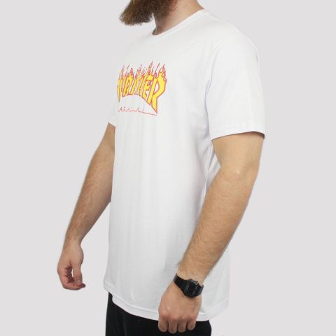 Camiseta Thrasher Flame Logo (Tamanho Especial) - Branca