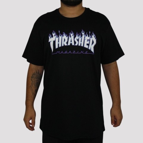 Camiseta Thrasher Logo Sky - Preta