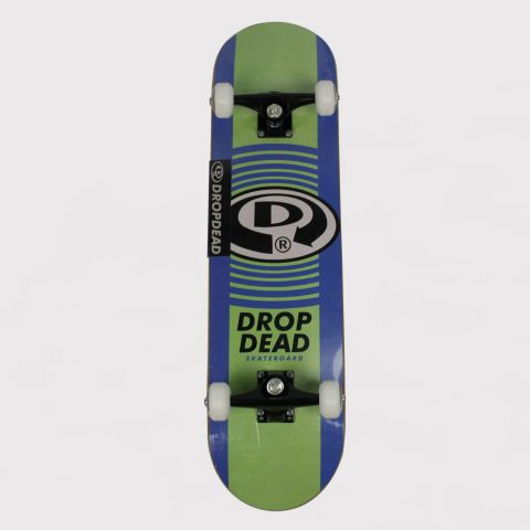 Skate Montado Drop Dead Iniciante Logo Circular - Azul/Verde