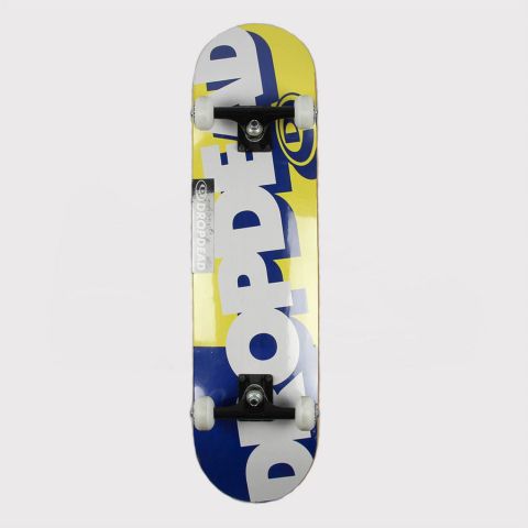 Skate Montado Dropdead Iniciante Logo Spread - Amarelo/Azul/Branco