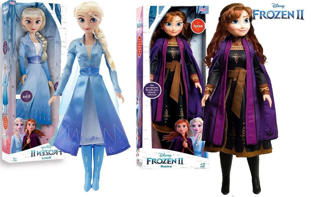 Boneca Frozen Elsa E Anna gigante brinquedo Disney 80cm