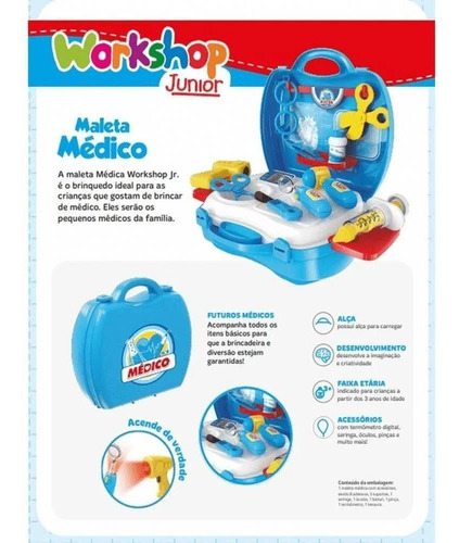 Maleta Medica Brinquedo Infantil Educativo Kit Médico