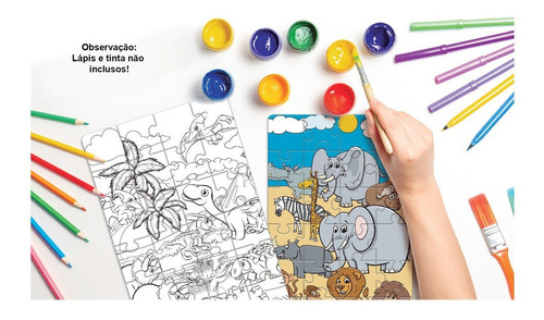 Quebra Cabeça Infantil Kit Pintura Brinquedo Educativo