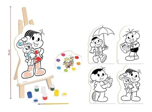 Turma Da Mônica Pintura Infantil Cavalete Tintas Colorir