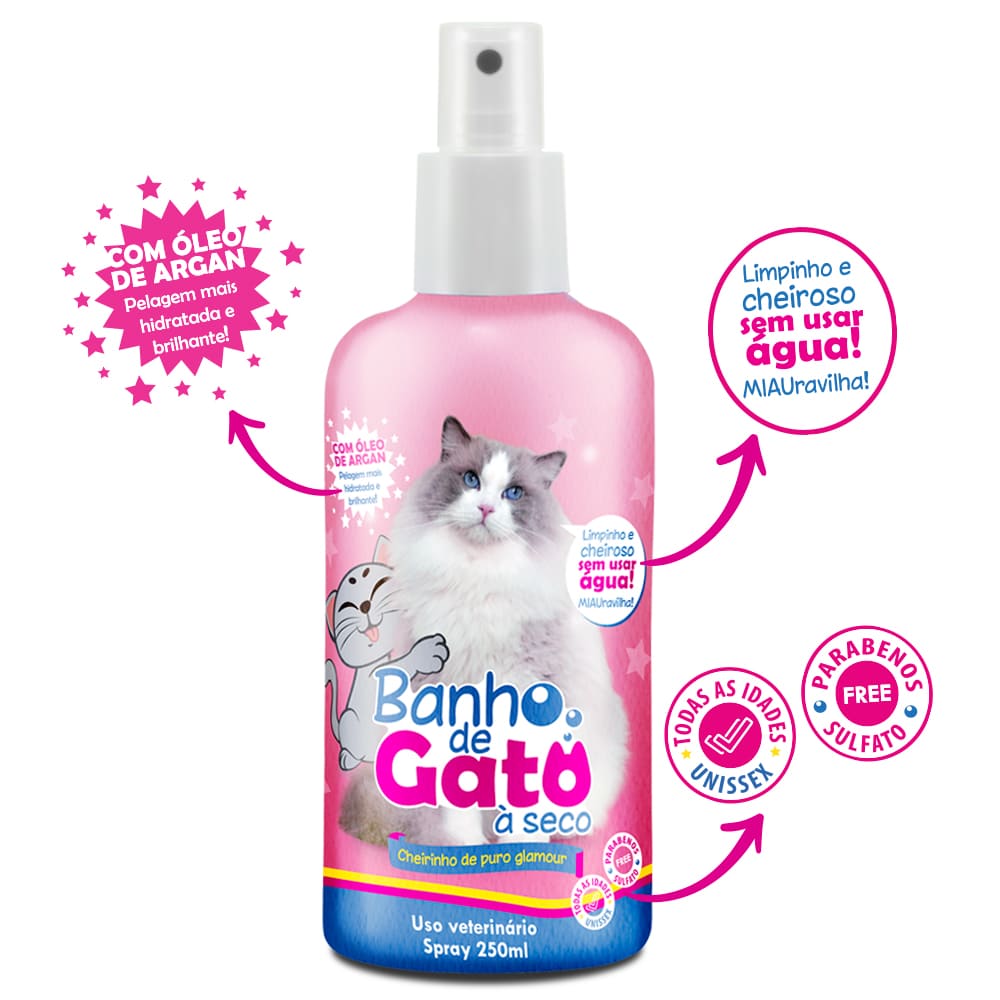 Banho a Seco para Gatos em Spray CatMyPet Puro Glamour 250ml