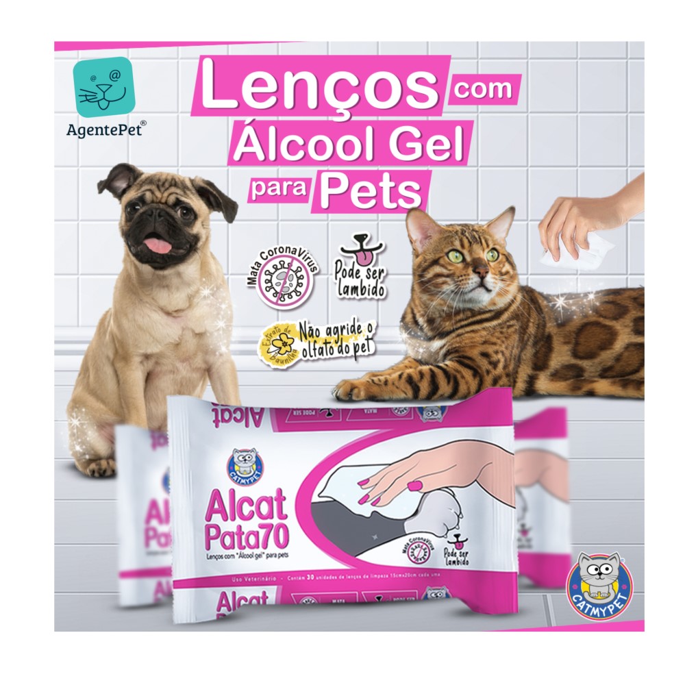Lenço Umedecido Para Cães e Gatos CatMyPet Alcat Pata70 30un