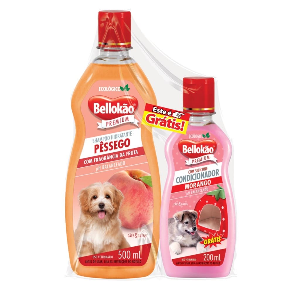 Shampoo para Cães e Gatos Bellokão Pêssego 500ml