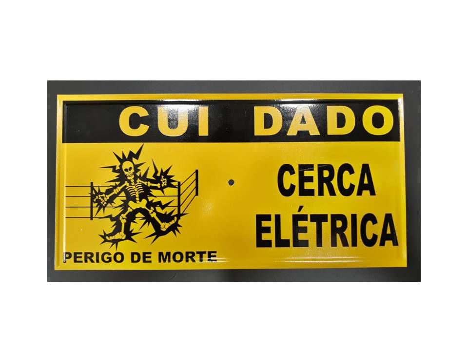 Pacote com 10 Placas de alumínio cuidado cerca elétrica  - www.regionalsistemas.com.br