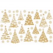 Decalque para Porcelana - Natal Árvores Mista OURO