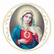 Decalque para Porcelana - Sagrado Coração de Maria 15cm - Arabesco em Ouro