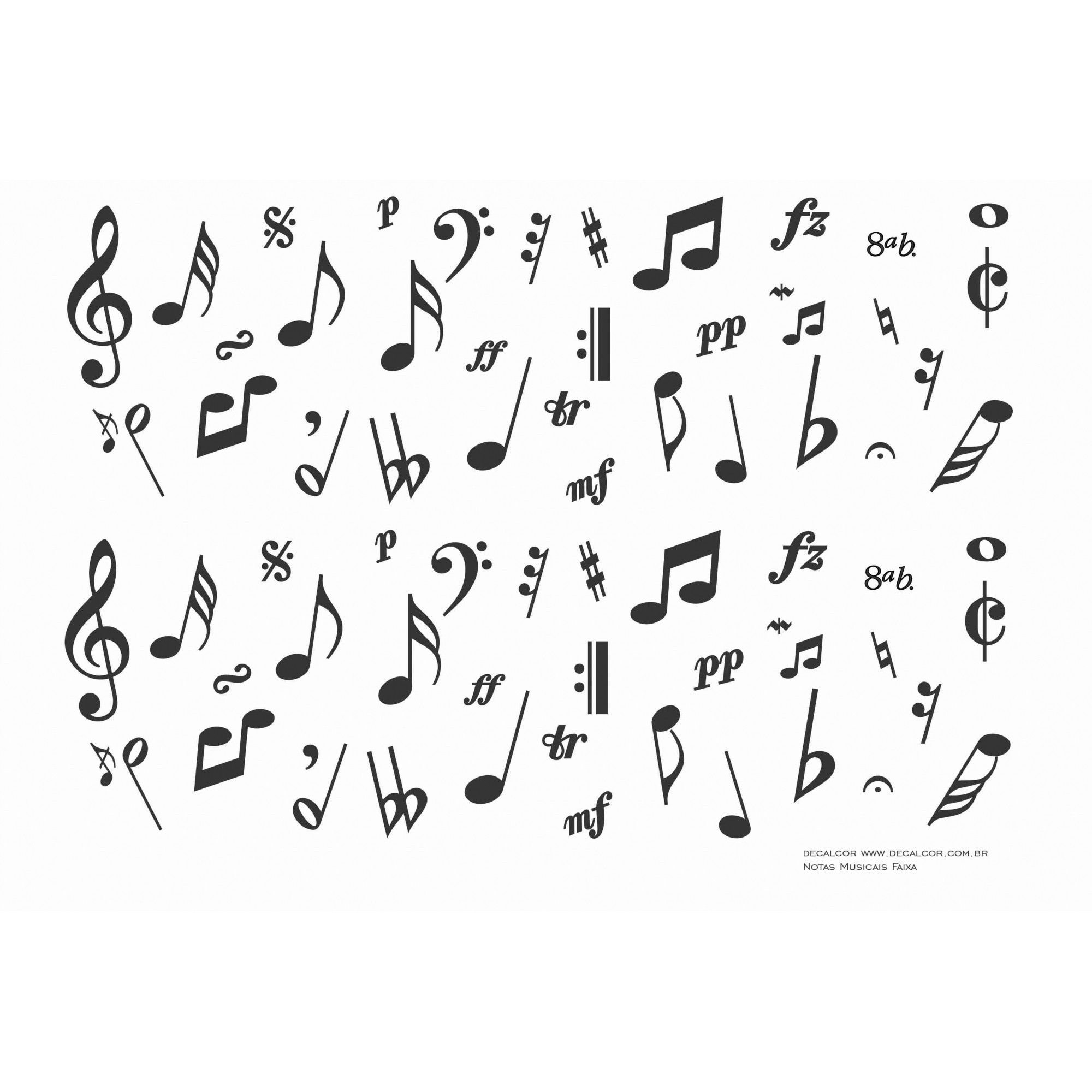 Decalque para Porcelana - Notas Musicais Faixa