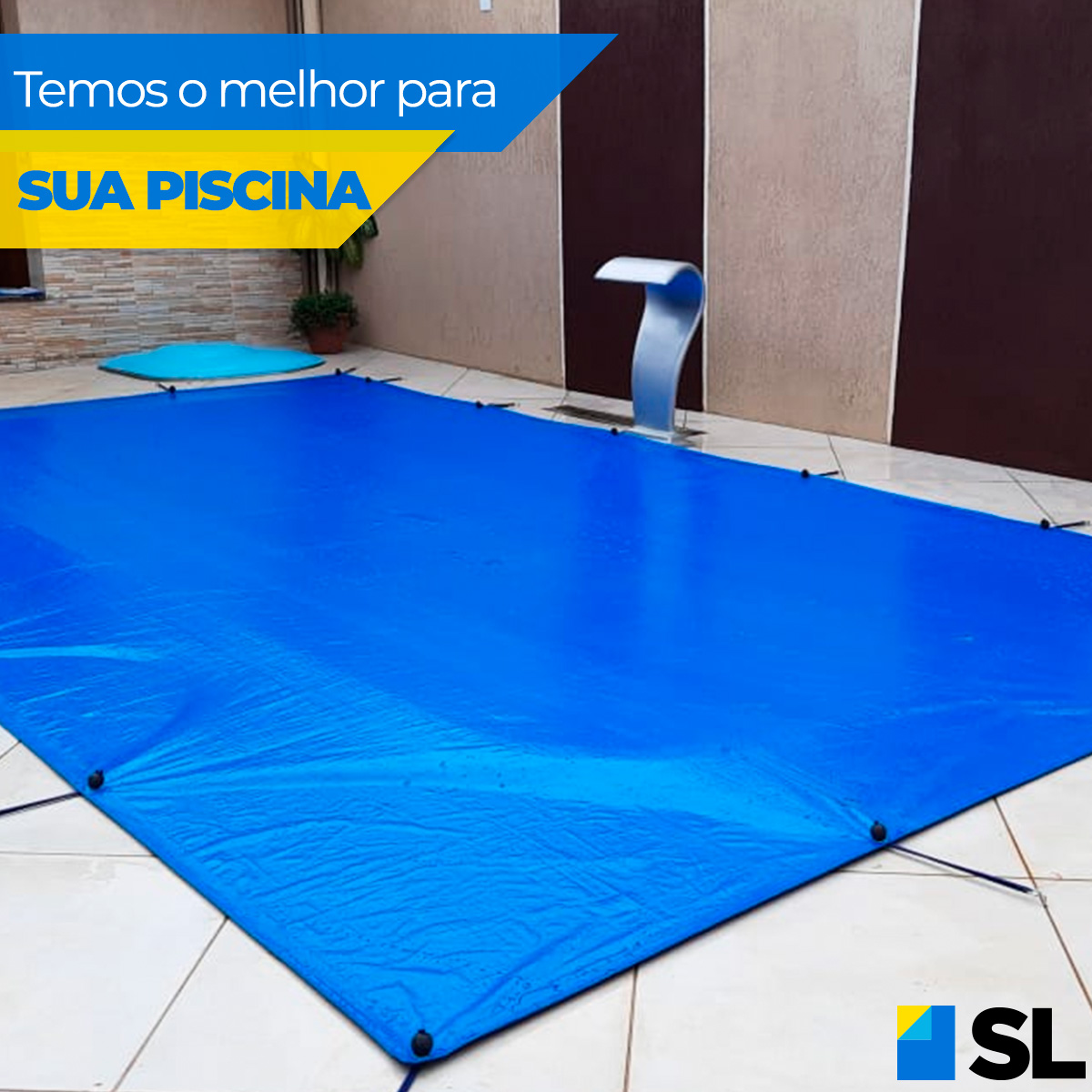 Capa para Piscina 3 em 1 Proteção Azul 300 Micras 7x3,5m