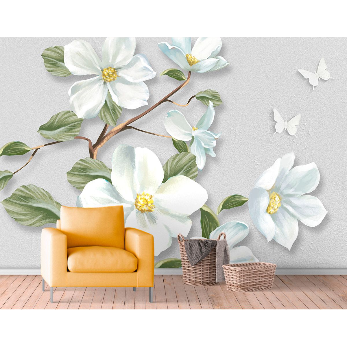 Painel Adesivo - Flores Brancas
