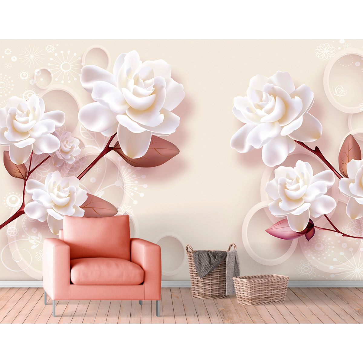 Painel Adesivo - Rosas Brancas 2