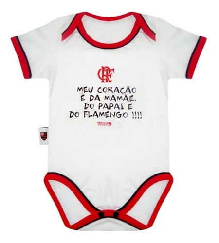 Body Infantil Flamengo Meu Coração É Da Mamãe Do Papai e do Flamengo