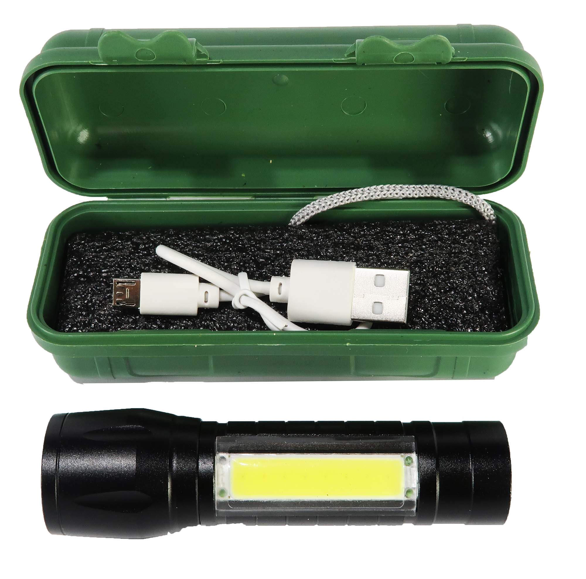 Lanterna Tática USB Recarregável Com Função Lampião