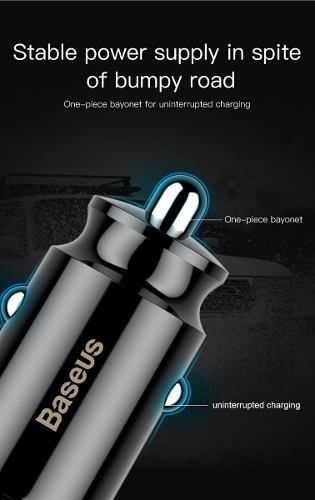 Mini Carregador Veicular Universal BASEUS Dual USB 3.1A Para Qualquer Aparelho