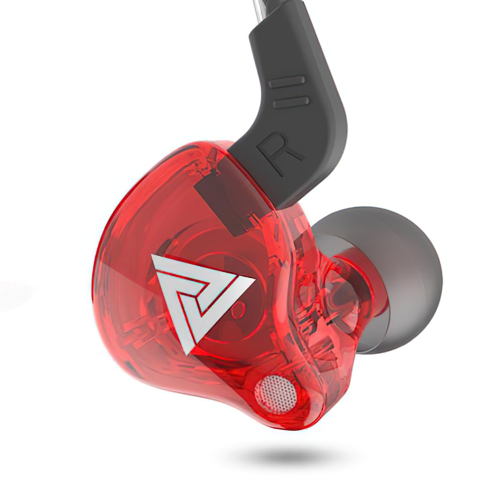 Fone de Ouvido Profissional Original QKZ AK6 Vermelho In-Ear Hi-Fi Alta Qualidade + Case