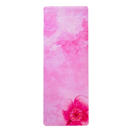 Tapete de Yoga Estampado Aveludado com Borracha Natural 5mm - Rosa Sereno