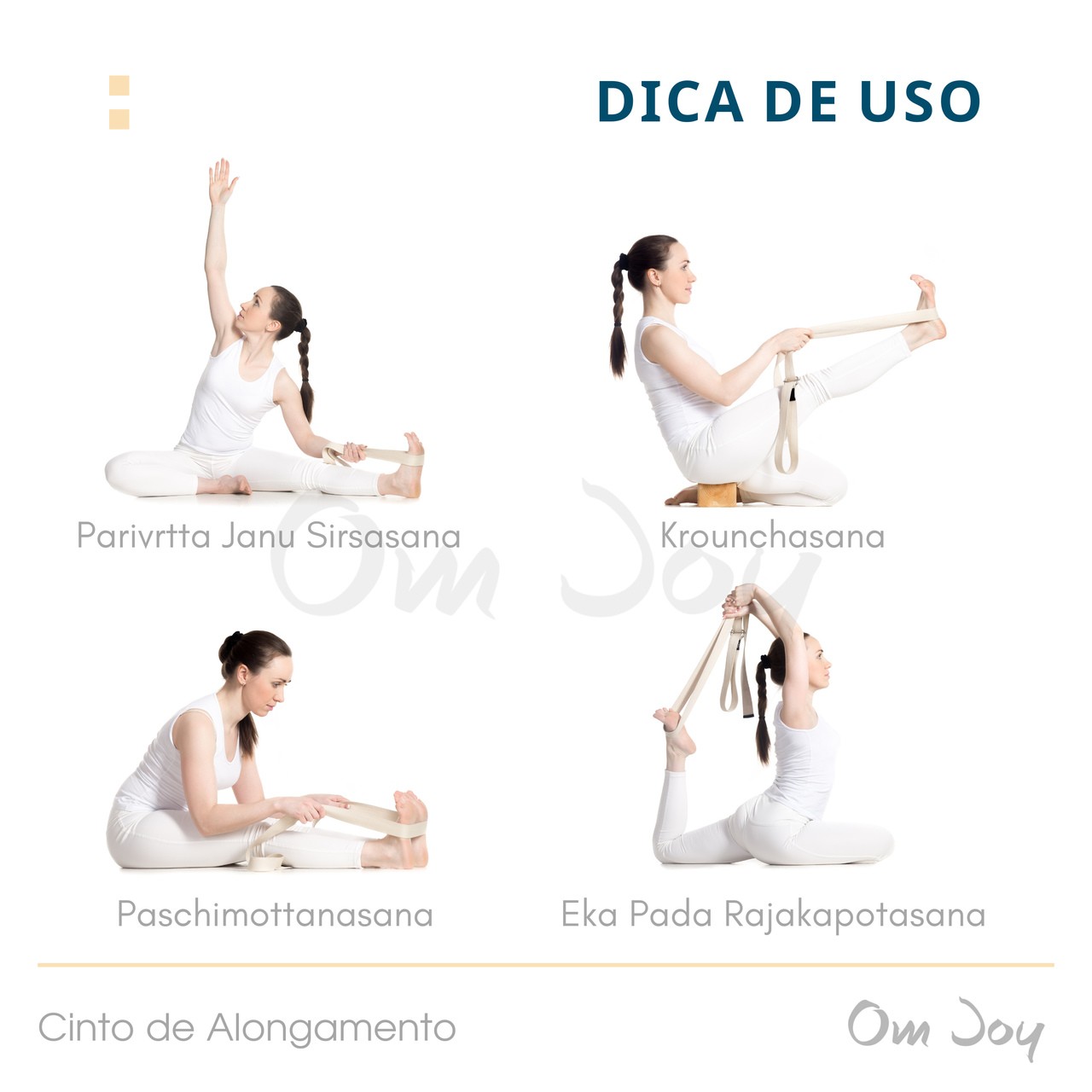 Cinto / Faixa para Alongamento - Yoga Strap - Cor Lisa (200 cm) - Om Joy