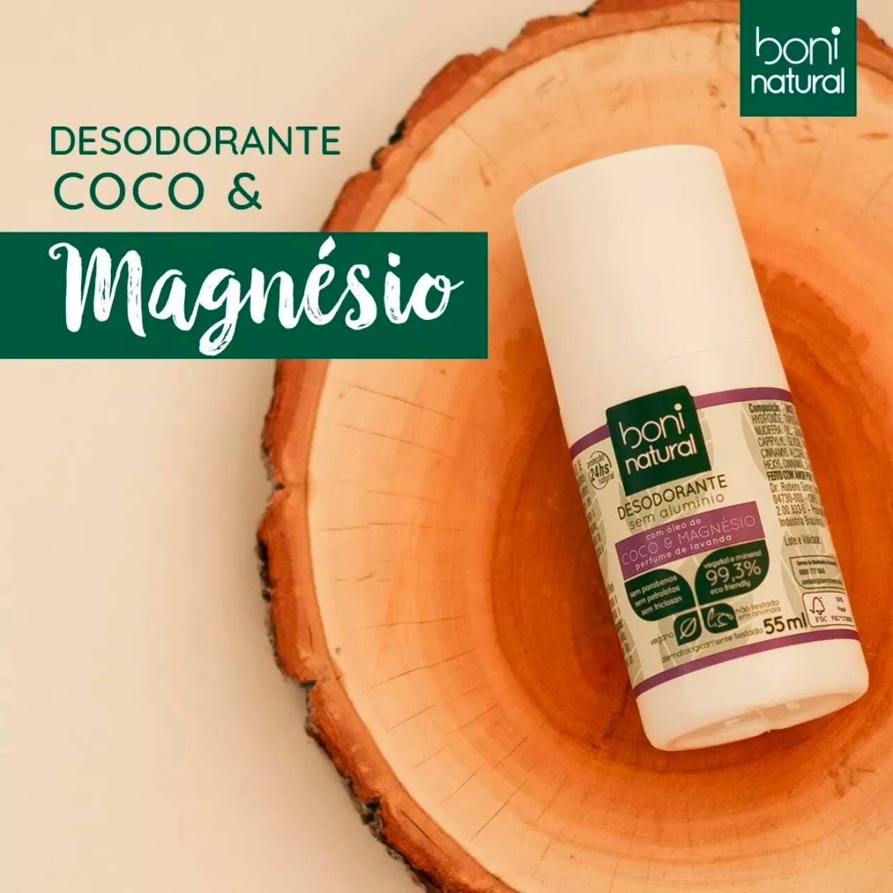 Desodorante Roll-On sem Alumínio - Coco e Magnésio - Boni Natural  - Om Joy