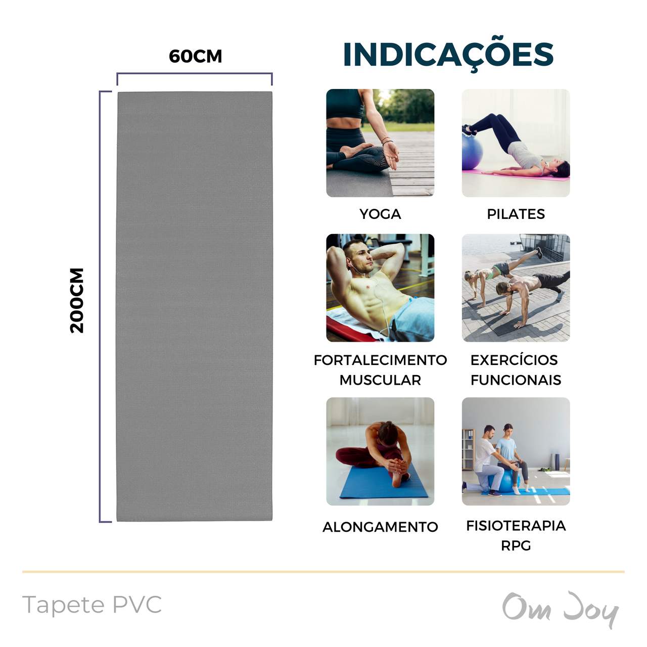 Kit Tapete de Yoga PVC + Alça Porta Mat  - Om Joy