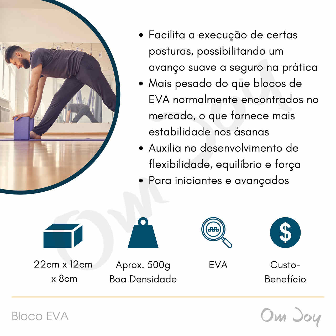 Kit Yoga Alinhamento - Tapete de Yoga TPE + 2 Blocos + Cinto  - Om Joy