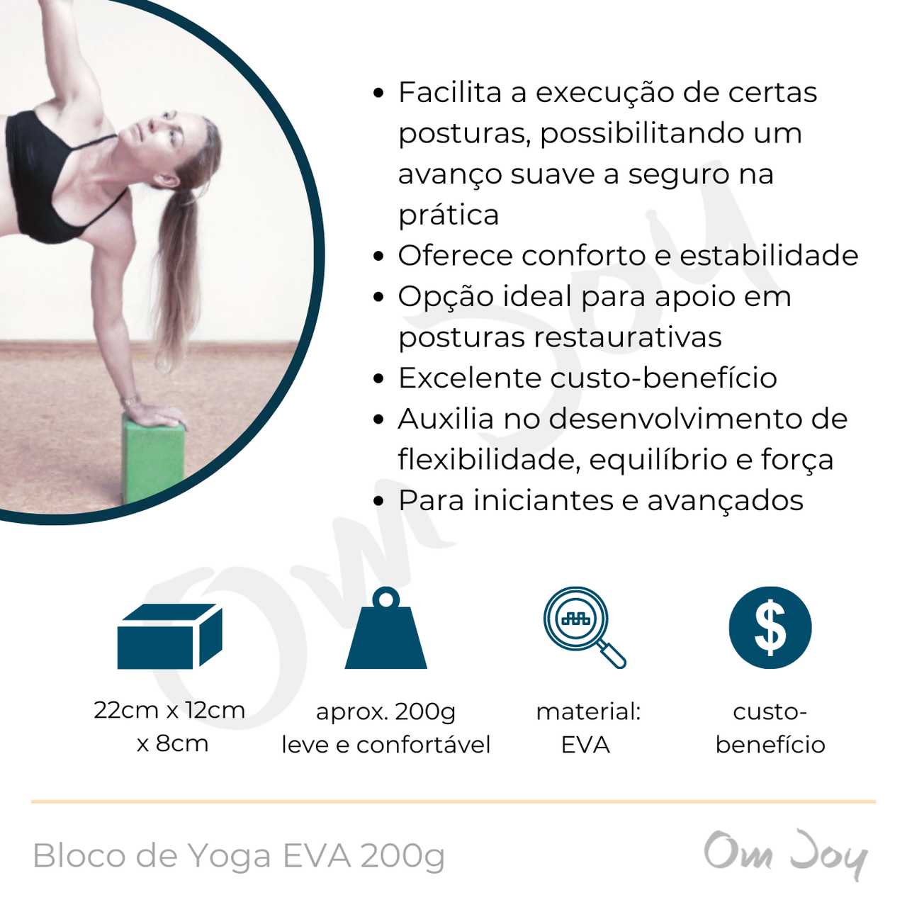 Kit Yoga Essencial Leve: Blocos de EVA 200g + Cinto - Om Joy