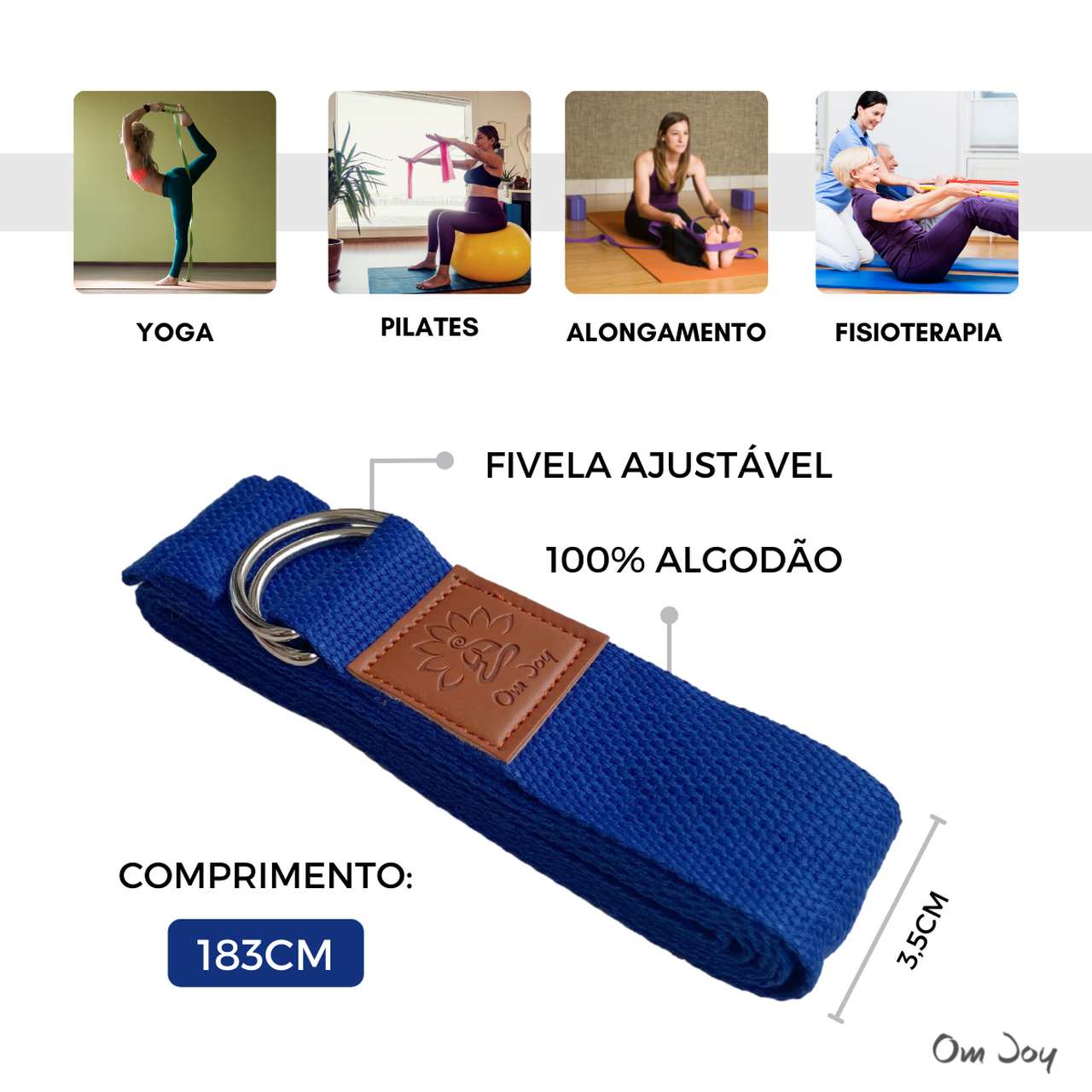 Kit Yoga Props Azul - Blocos 500g + Cinto de Alongamento - Om Joy