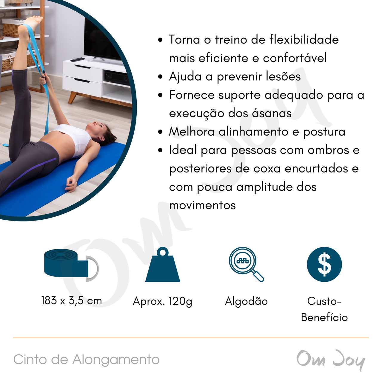 Kit Yoga Props Azul - Blocos 500g + Cinto de Alongamento - Om Joy