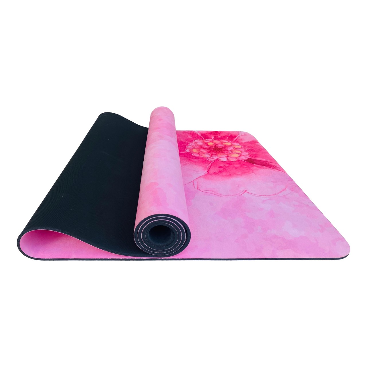 Tapete de Yoga Estampado Aveludado com Borracha Natural 5mm - Rosa Sereno  - Om Joy
