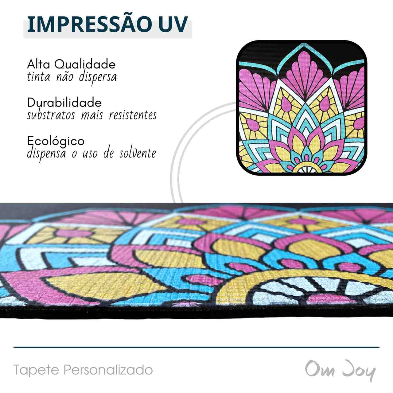 Tapete de Yoga Estampado - PVC 5mm - Mandala Colorida  - Om Joy