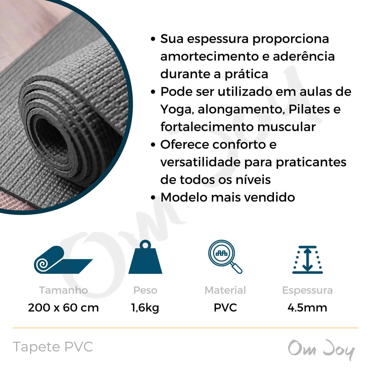 Tapete de Yoga PVC Premium - 200x60cm  - Om Joy